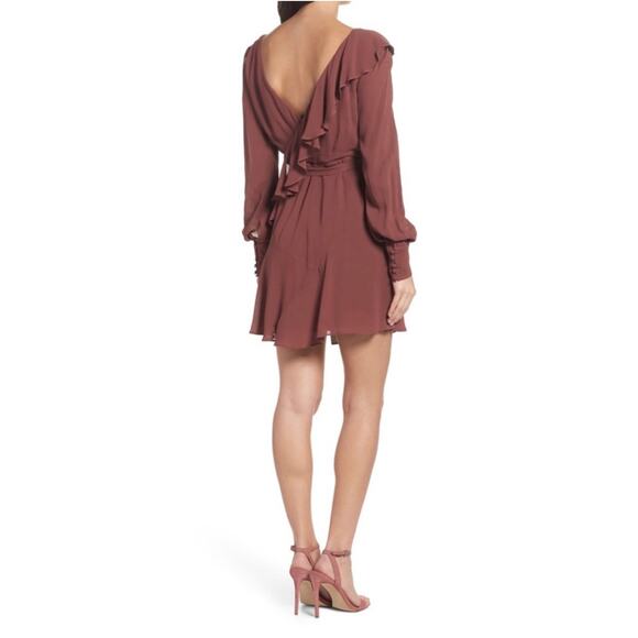 NEW- NWT Bardot Rosie Ruffle Wrap Dress Clay Pink US 6/S - Picture 2 of 7